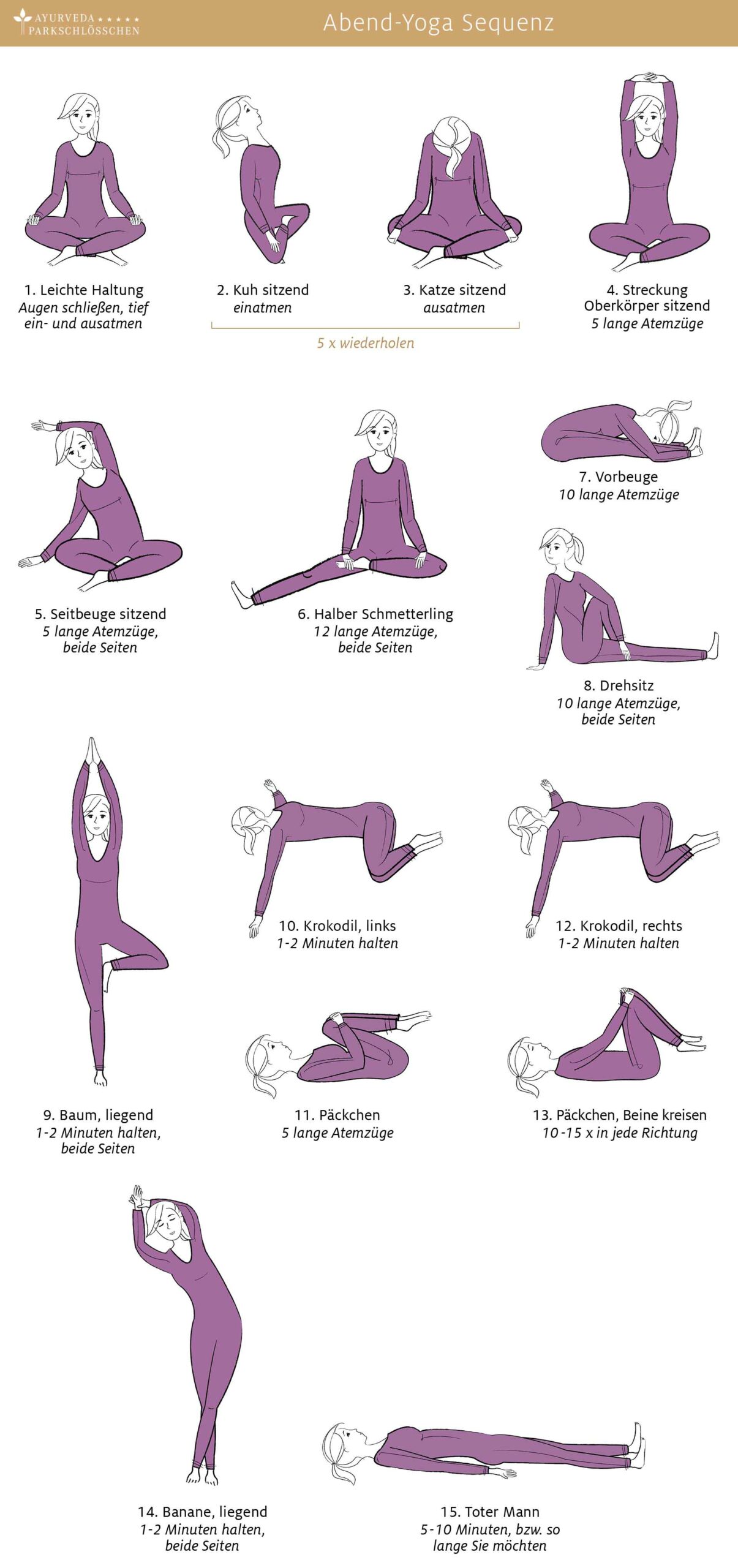 Abend-Yoga Sequence Abfolge | Ayurveda Parkschlösschen